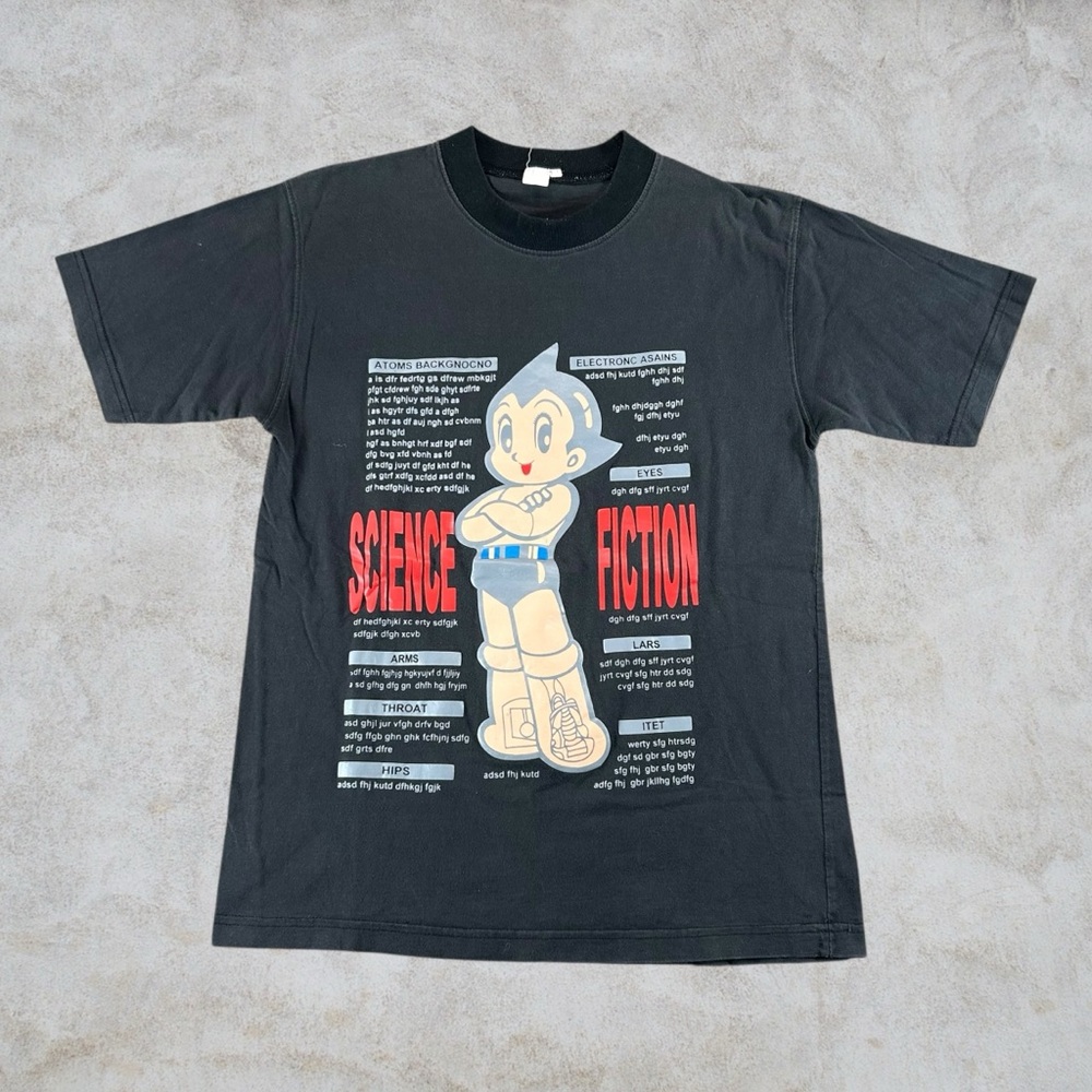 Vintage Astroboy Shirt Mens Medium Black 90s Science‎ Fiction Rare Euro Grail